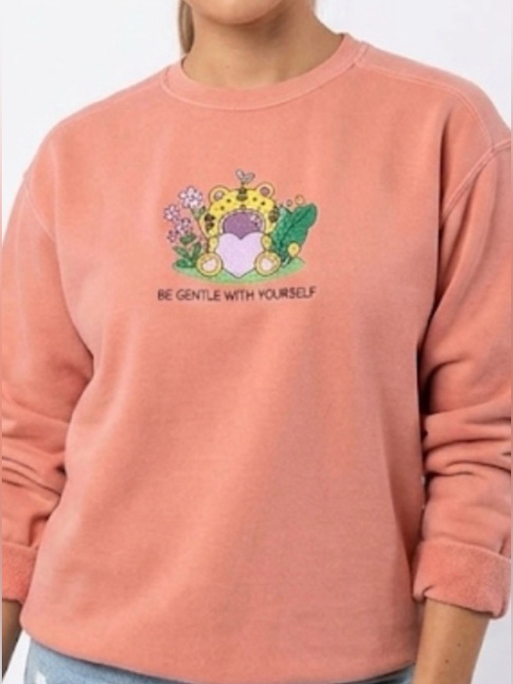 Comfort Colors Embroidered Be Gentle With Yourself Tiger Crewneck Sweatshirt